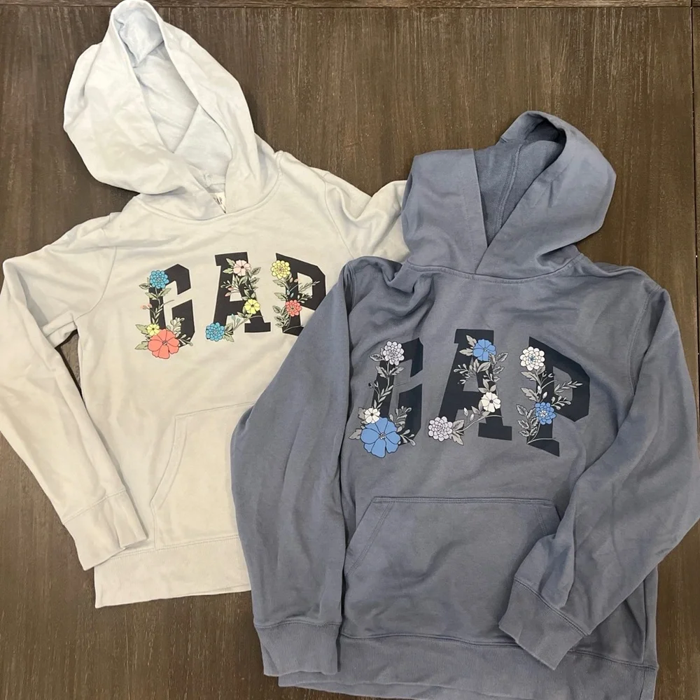 Gap Girls 2 different Hooded Sweatshirts Floral decal XL (12)